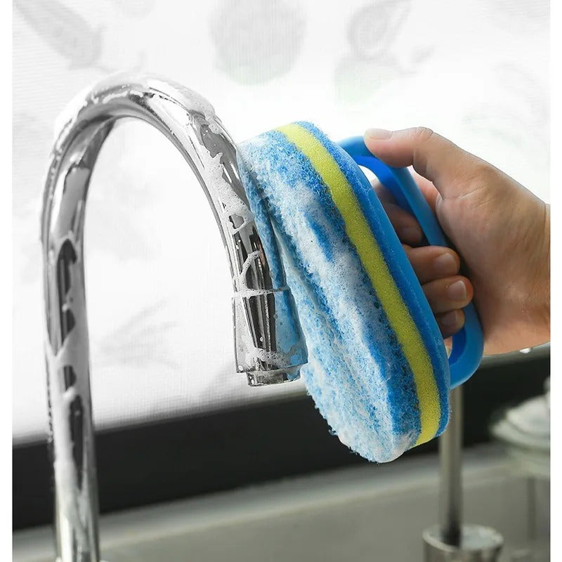 Cleaning Brush with Handle Kitchen Sponge Wipe Thickening Bathroom Tile Cleaning Sponge Household Stain Removal Clean Tools