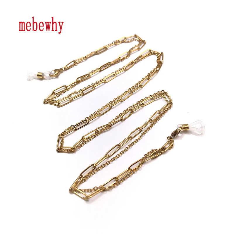 Simple Original Stainless Steel Sunglasses Two Combination Mask Glasses Chain for Women's Men's Eyewear Cord Strap Jewelry Gift