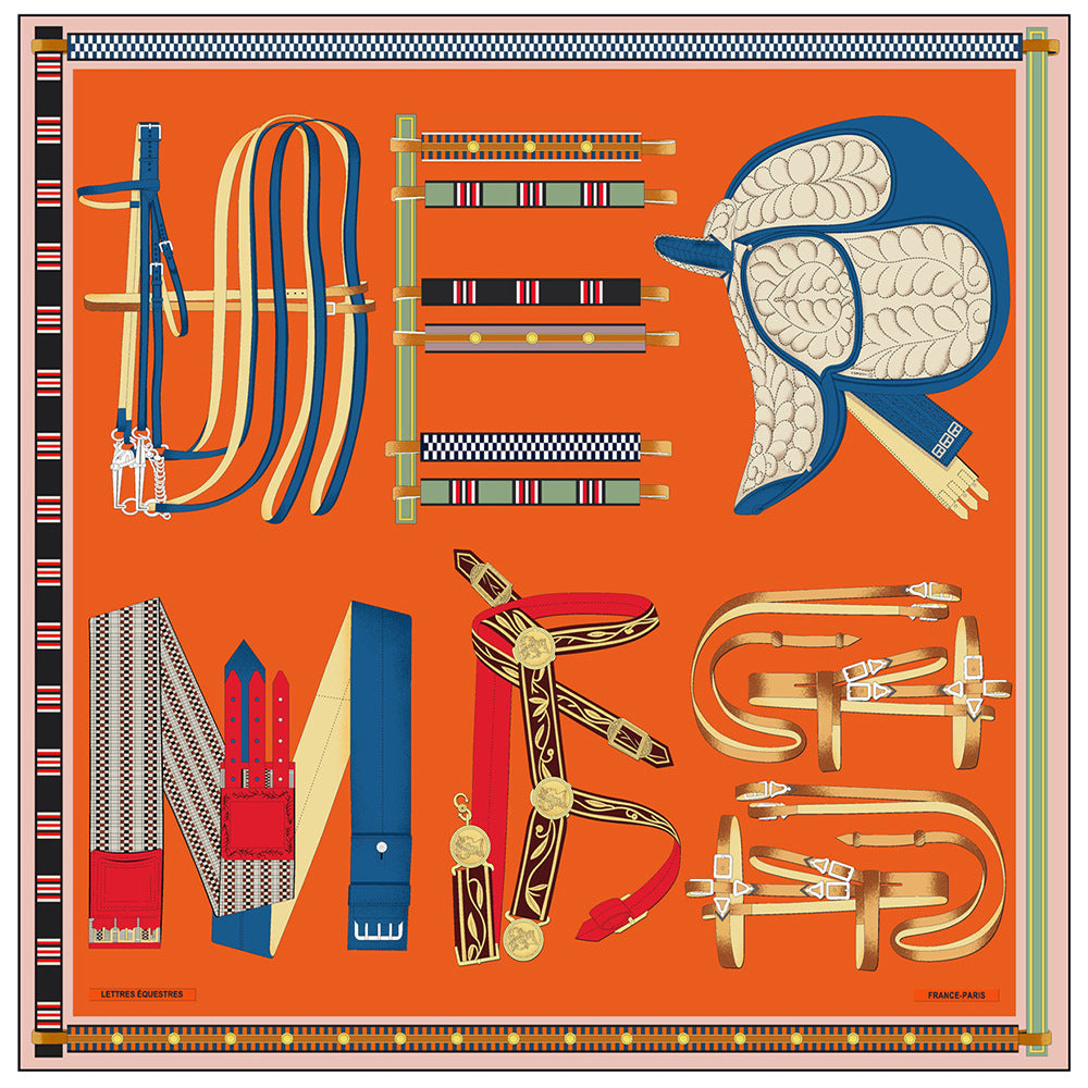 90cm Silk Scarf Women Belt Chain Design Square Scarf Head Echarpes Silk Foulards Femme Wraps Beach Shawls Bandana Lady Hijabs