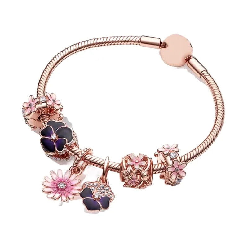 Luxurious 100%925 sterling silver original cute animal charm bead DIY set bracelet, high-end birthday gift jewelry for women