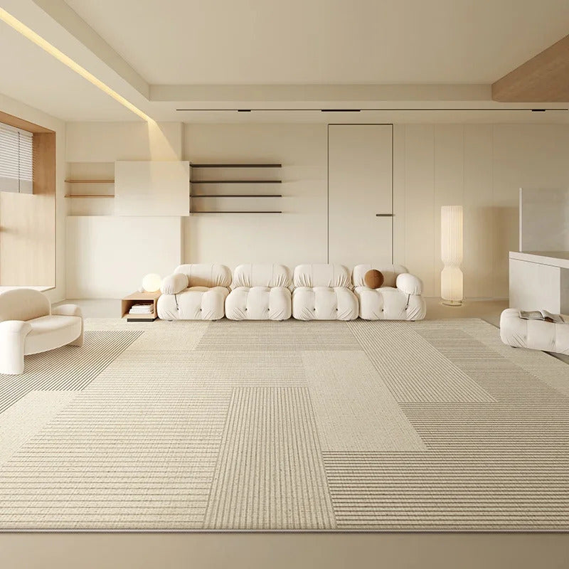 Beige Large Size Living Room Carpets Geometric Cream Carpet Luxury Home Decoration Rugs Easy To Clean Non-Slip Bedroom Rug ковер