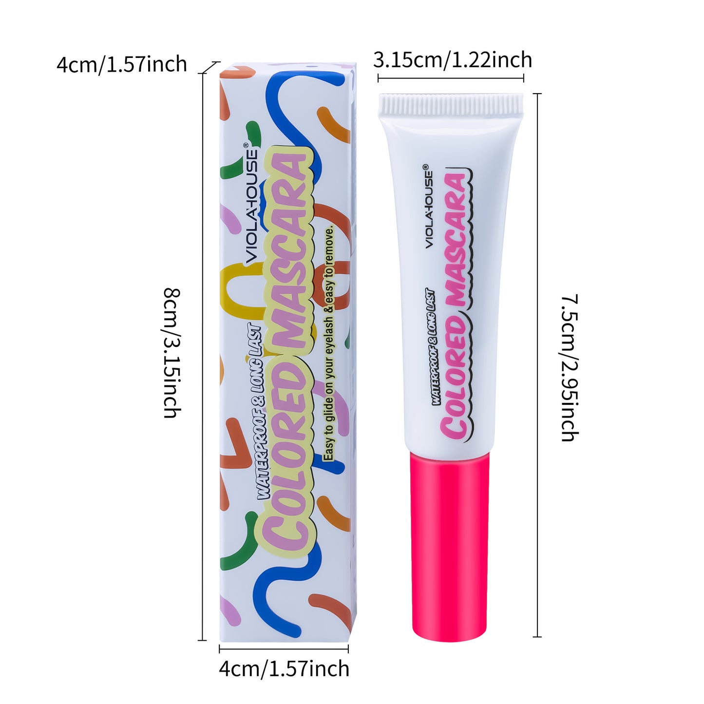 Cross-Border Color Mascara Dual Effect In-Stock Eyelash Primer Curling Waterproof Smudge-Proof Makeup New Product
