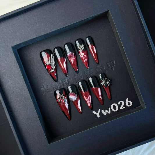 Wearable Nail Tips High-End Halloween Limited Edition Handmade Hand-Painted Dark Finished Nail Stickers