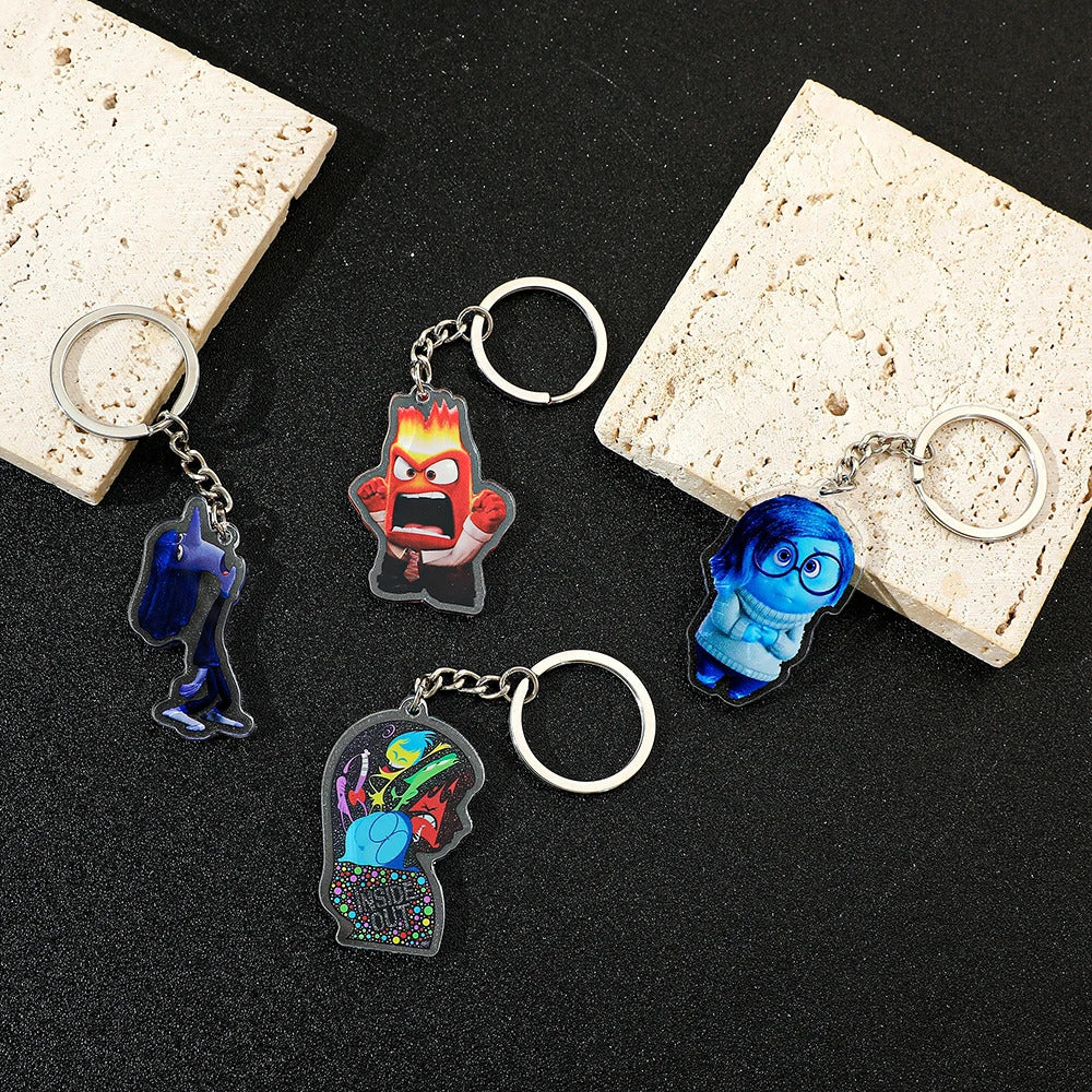Disney New Movies Inside Out 2 Anime Acrylic Keychain Charms Cute Cartoon Pendent Keyring Strap Fashion Jewelry Accessory Gifts