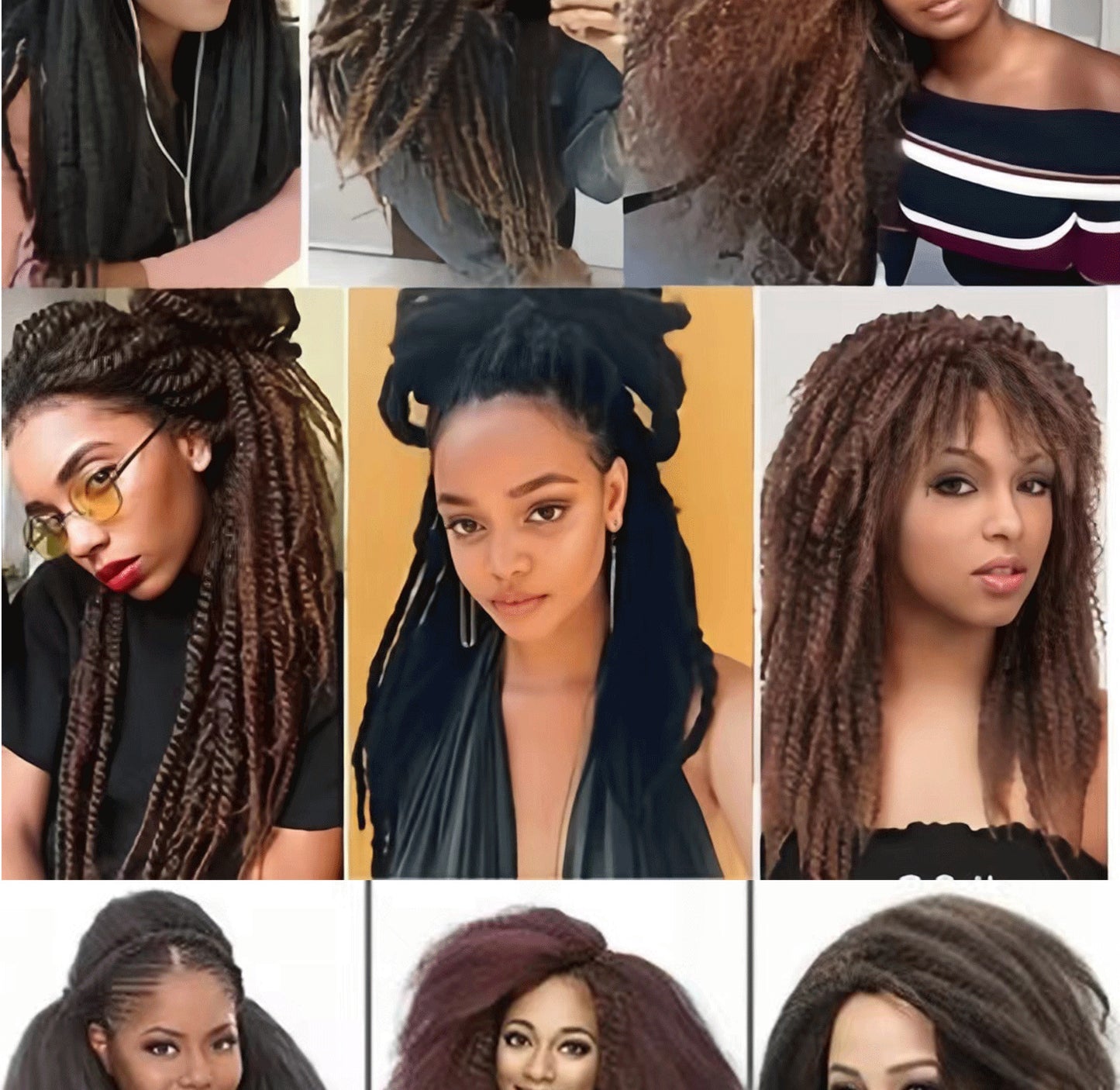 Large Caterpillar Dreadlock Wig Crochet Fluffy Braids Afro Kinky Curly Marley Braids