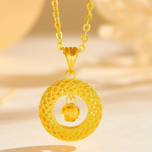 Vietnam Sand Gold Dream Catcher Filigree Peace Buckle Necklace Pendant Fortune Bead Necklace Light Luxury Niche Jewelry