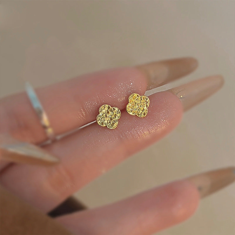 925 Silver Needle Love Butterfly Gravel Fashionable and Versatile Earrings Niche Unique Design Pearl Flower Earrings Earrings