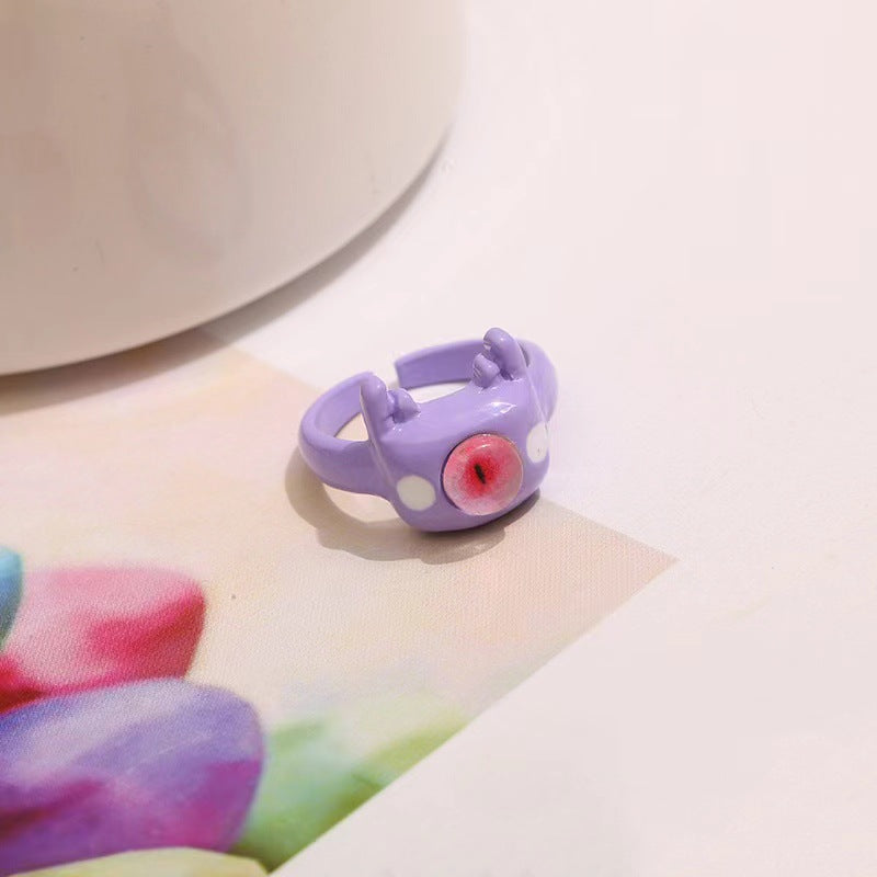 Funny Little Monster Ring Childlike Cute One-Eyed Ins Student Children Girlfriends Couple Gifting New