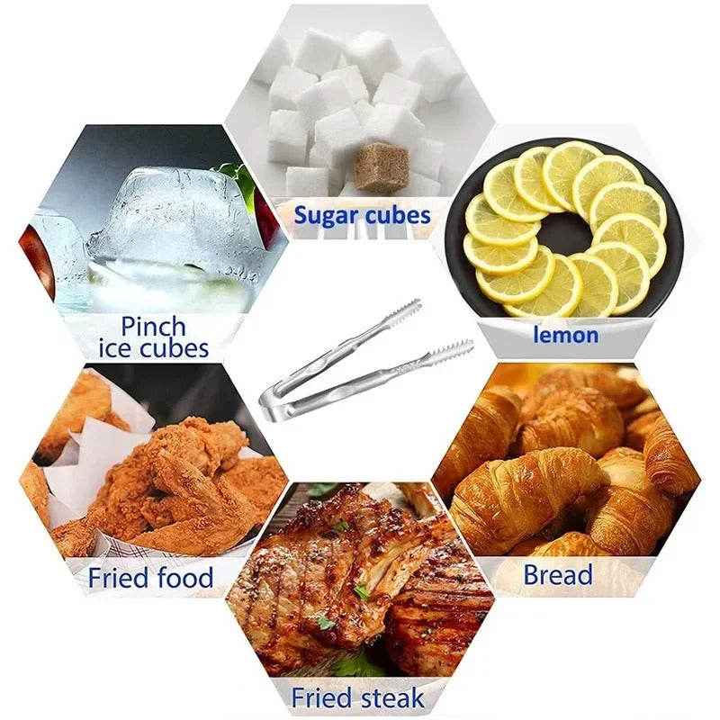 Stainless Steel Ice Tongs Bread Cake Clamps Salad Coffee Sugar Cubes Clips for Restaurant Bar Party Serving Tongs Kitchen Tools