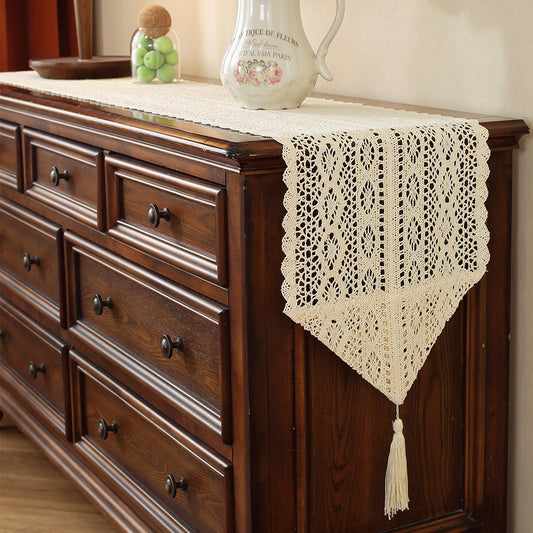 Henggang American Country Style Handwoven Table Runner Tablecloth Strip Tablecloth Coffee Table Cloth Tea Mat Cotton Linen Artistic Table Runner Wholesale