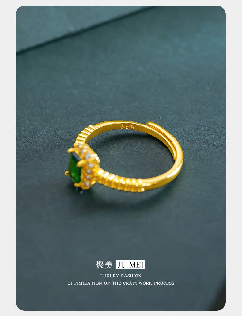 9999 24K  real gold store, same gold women's ring, beautiful moissanite jewelry