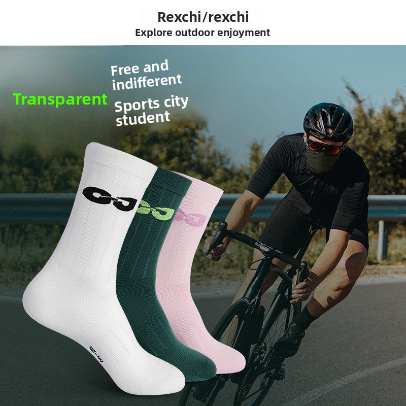 Outdoor Sports Cycling Socks for Men and Women, Breathable, Sweat-Absorbent, Quick-Drying, Odor-Resistant, Lycra, Basketball, Soccer, Running, Mid-Calf Socks