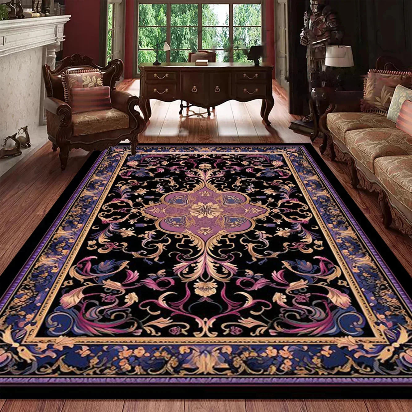 Vintage Bohemian High-end Luxury Carpet Retro Türkiye Persian Style Large Rug Classical Non Slip Washable Living Roon Floor Mat