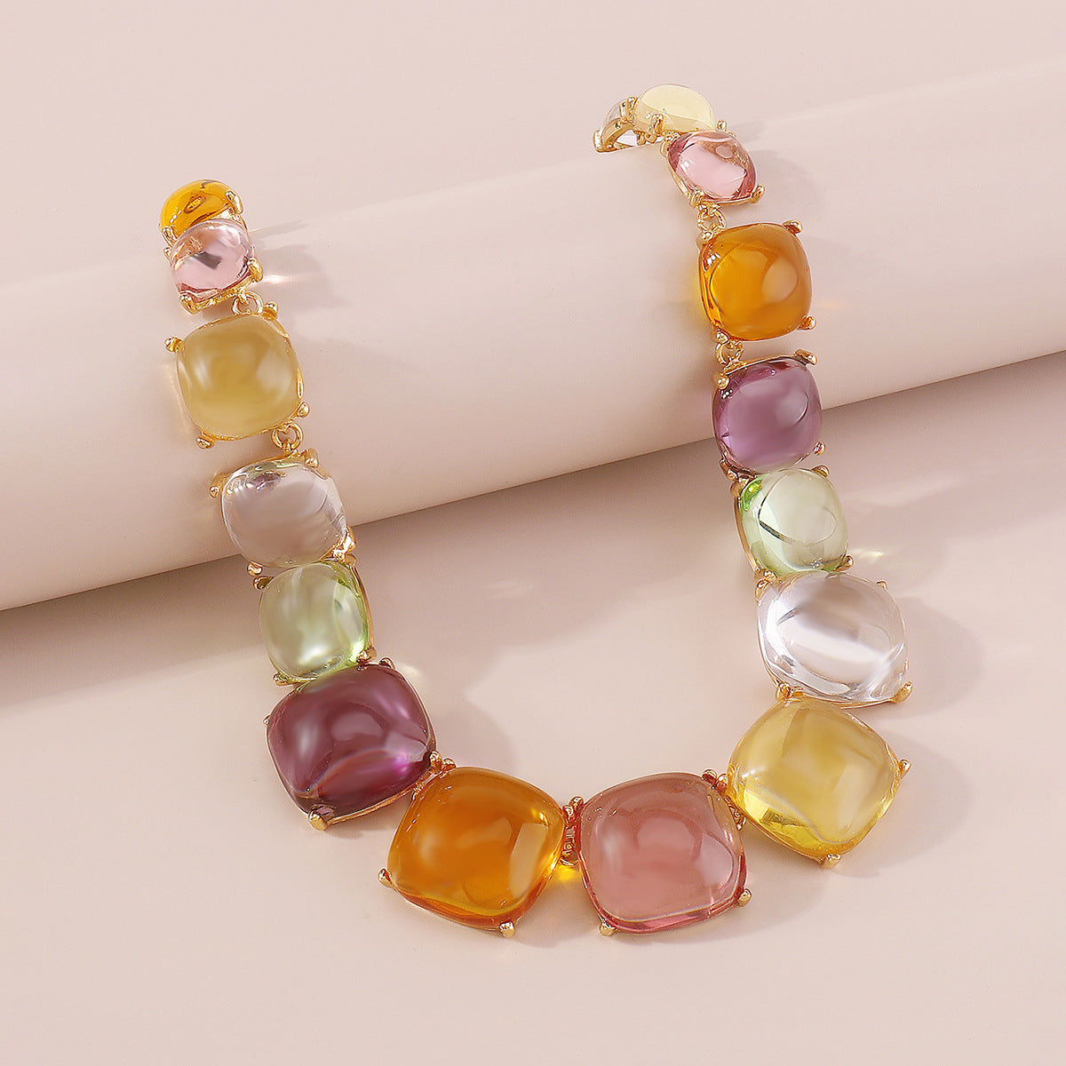 Trendy Accessories ZA Personality Fashion Exaggerated Geometric Resin Colorful Earrings Necklace