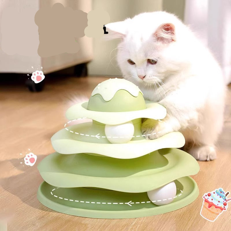 Cat Toy Teaser Wand Cat Turntable Self-Entertainment Ball Kitten Three-Layer Track Disc Kitten Pet Intelligence Artifact