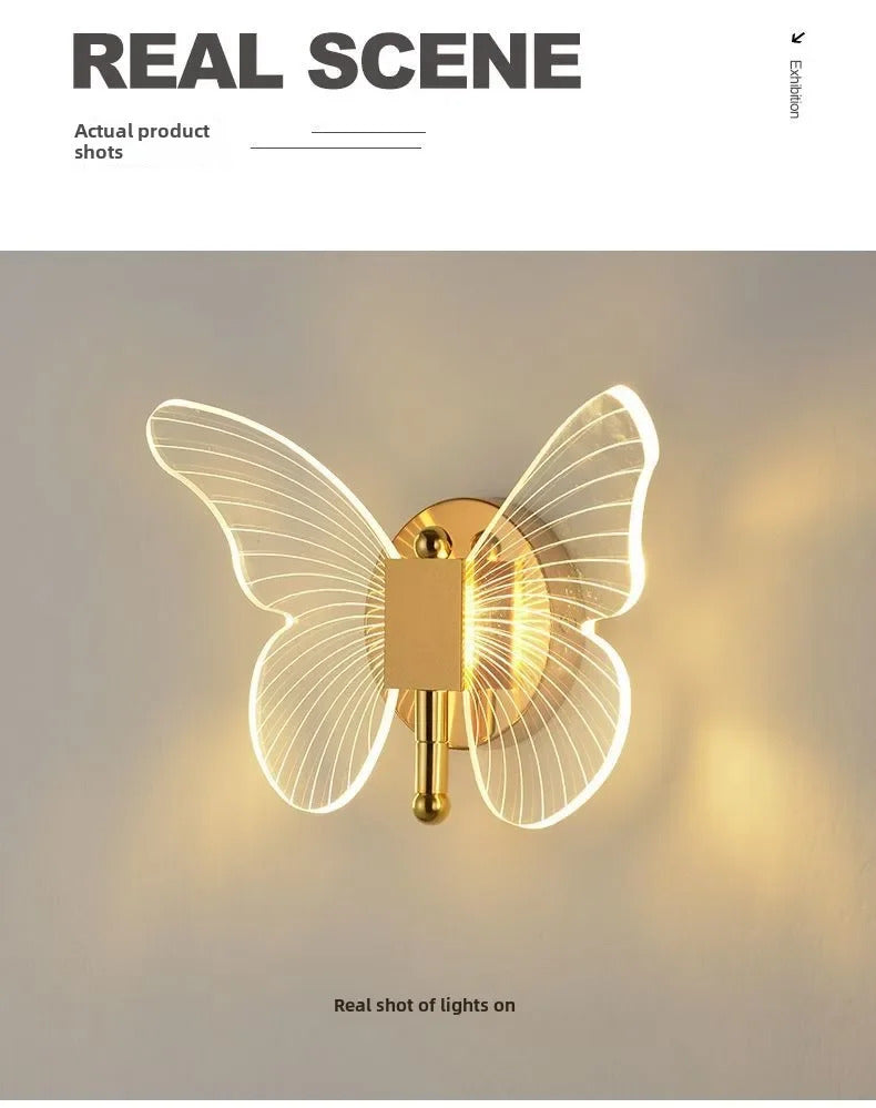 Butterfly Wall Lamp Corridor Lamp Modern Simple Creative Nordic Living Room Bedside Bedroom Lamp LED Indoor Lighting Decoration