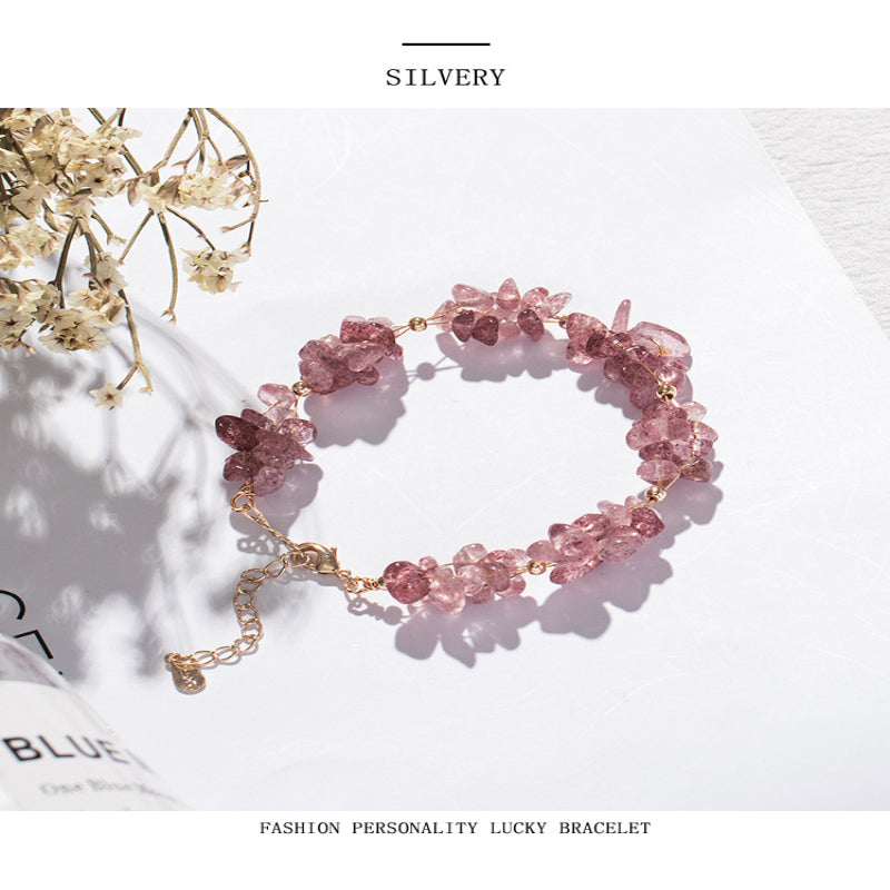 Bracelet Female Star Moon INS Niche Design Jewelry Strawberry Quartz Student Gift Minimalist Style Elegant Bestie Style Forest Series