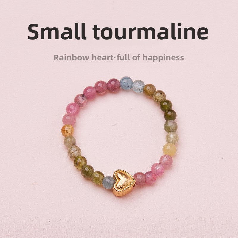 Natural Tourmaline Pixiu Ring Freshwater Pearl Garnet Crystal Stretch Good Luck Peach Blossom Rings