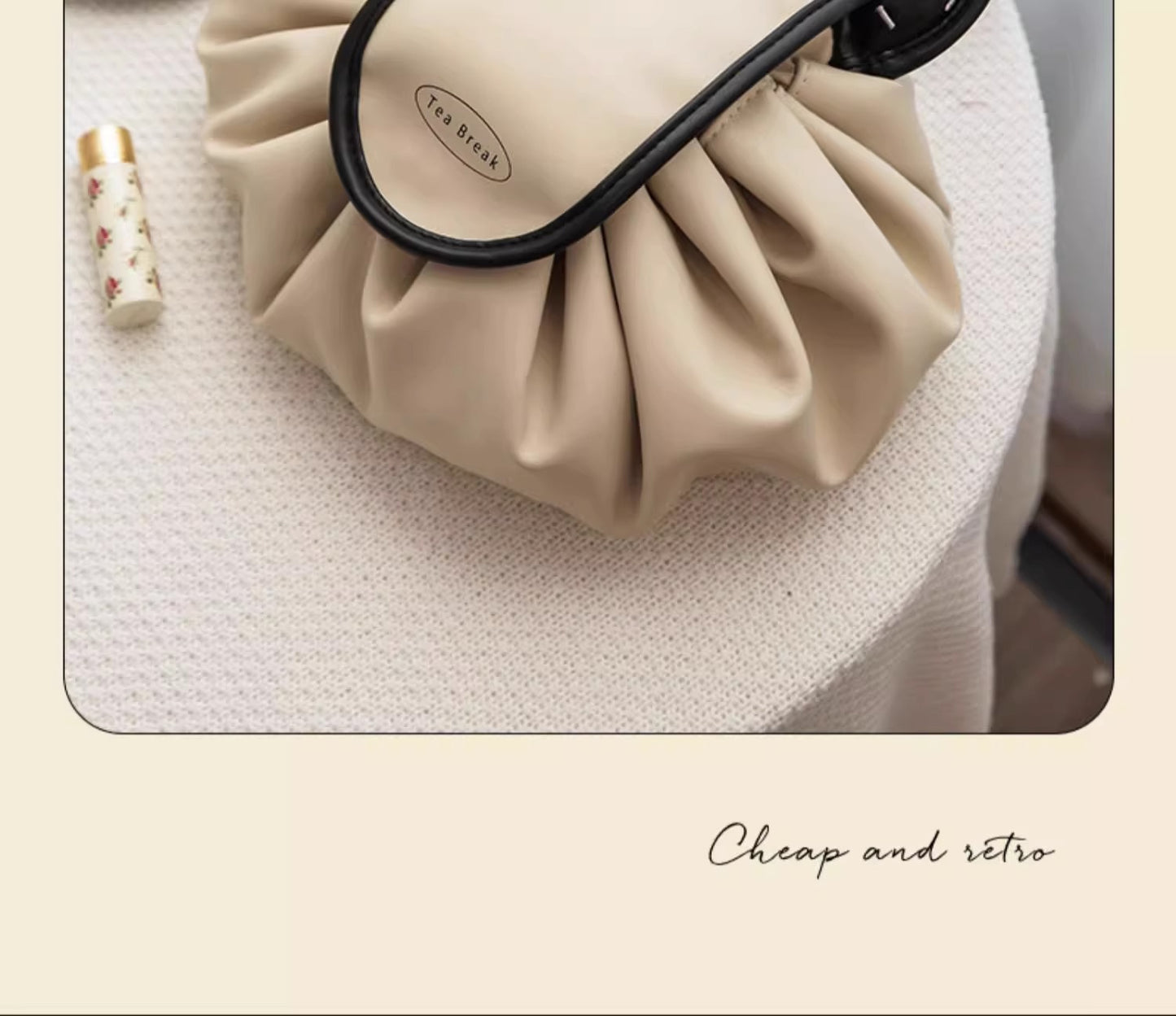 Lazy Makeup Bag for Women, Large Capacity Travel Storage Bag, Flat Drawstring Cosmetic Toiletry Bag for Men