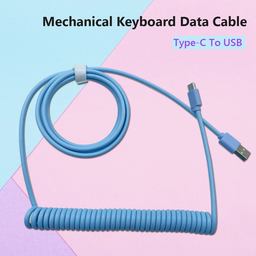 PU Mechanical Keyboard Data Cable Type-C to USB Coiled Spring Aviator Wire 1.5-3m Computer Peripherals