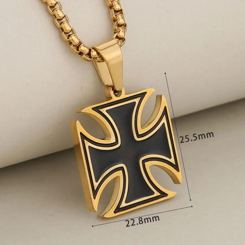 18k Gold Plated Stainless Steel Jesus Cross Pendant Drip Oil Crucifix Charms Link Chain Religious Jewelry