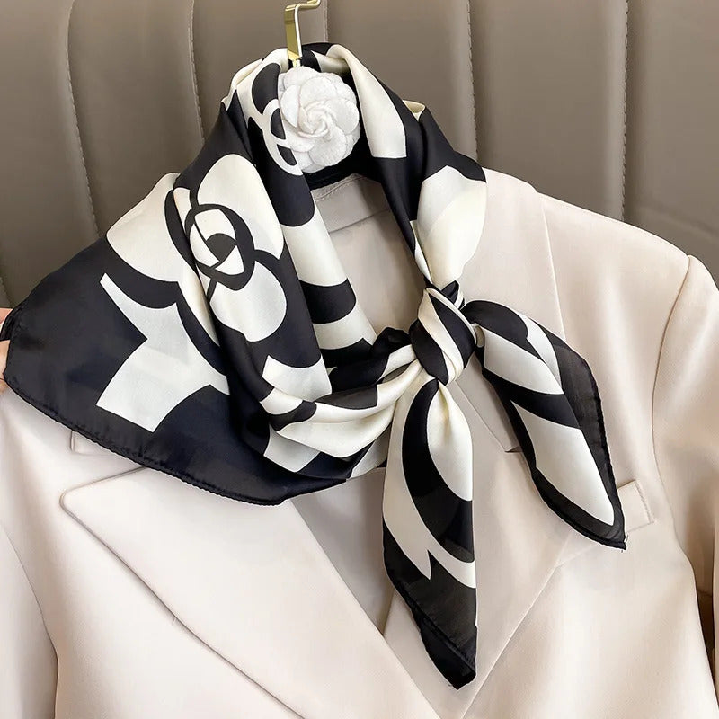 Luxury Design 70*70cm Horse Print Silk Square Scarf Women Soft Satin Hairband Neckerchief Office Hijab Headband Foulard Gift
