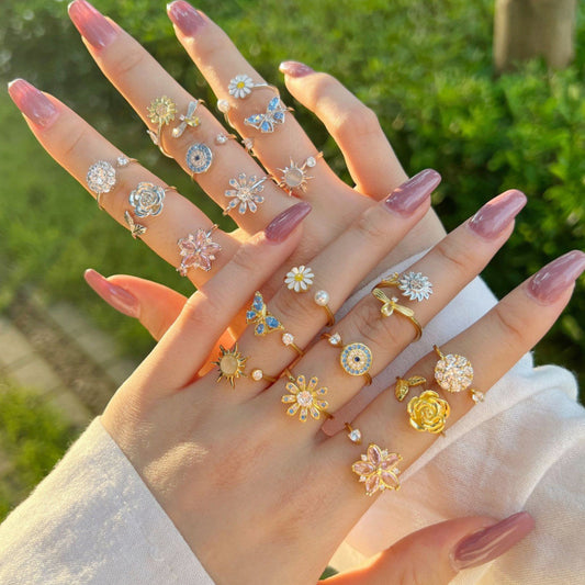 Cross-Border AliExpress Rotatable Stress Relief S925 Sterling Silver Ring for Women New Open Design Amazon Wholesale Live Streaming