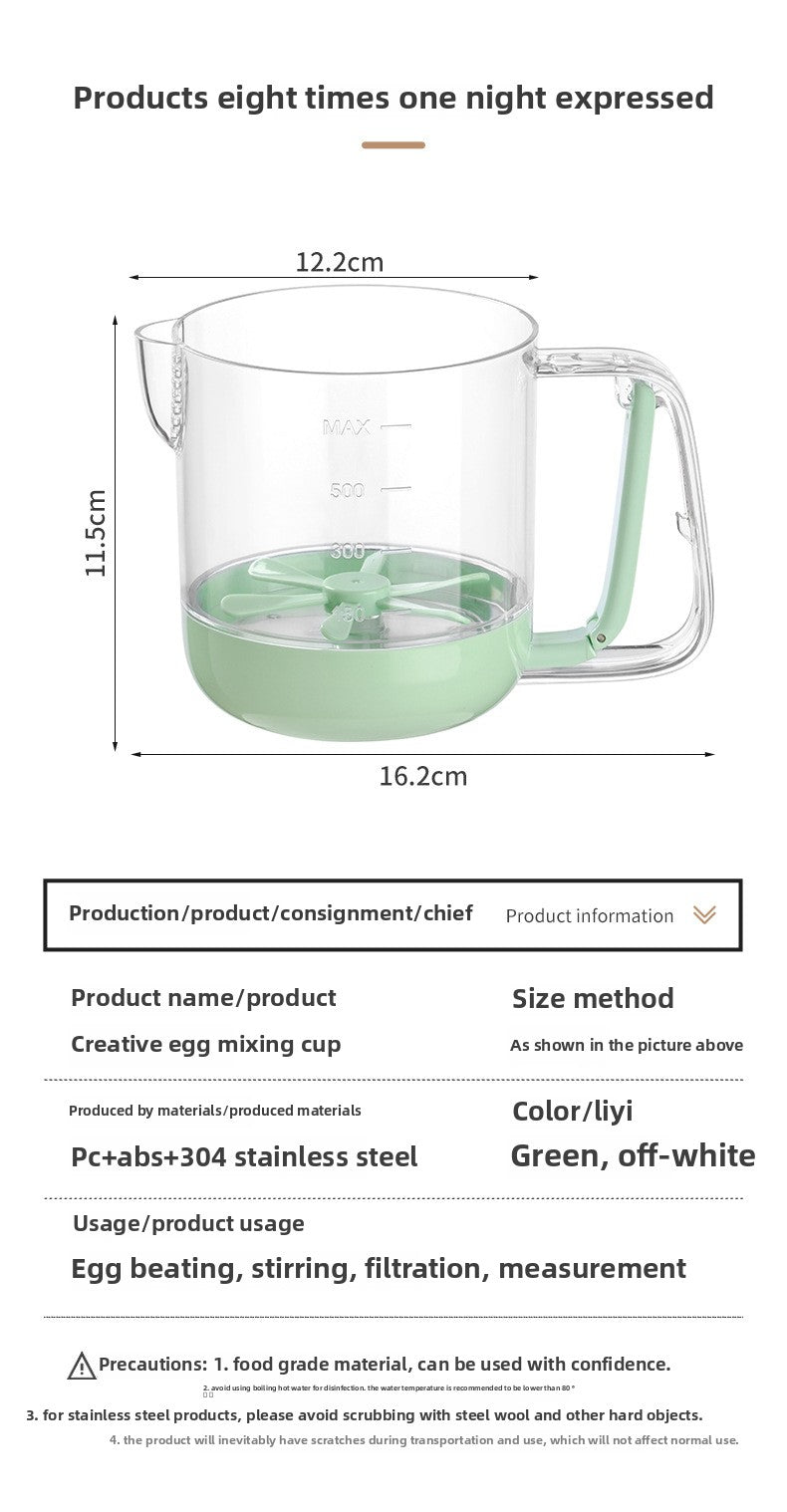Multifunctional Egg Beater Cup Household Egg Whisk Cream Mixer Manual Foam Beater Egg Beating Stick Baking Large Capacity