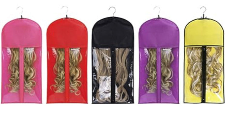 In Stock Thickened Zipper Portable Wig Dust Cover PVC Window Non-Woven Fabric Hang Clothes Storage Dustproof Bag Wholesale