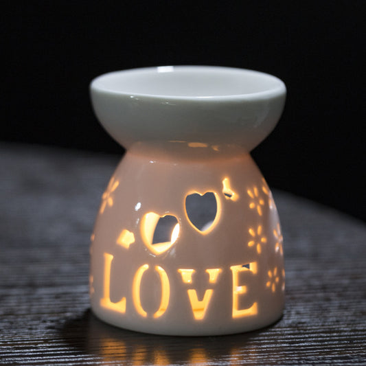 Multi-Flower Hollow Cute Version Small Porcelain Candle Essential Oil Aromatherapy Burner Ceramic Aromatherapy Lamp