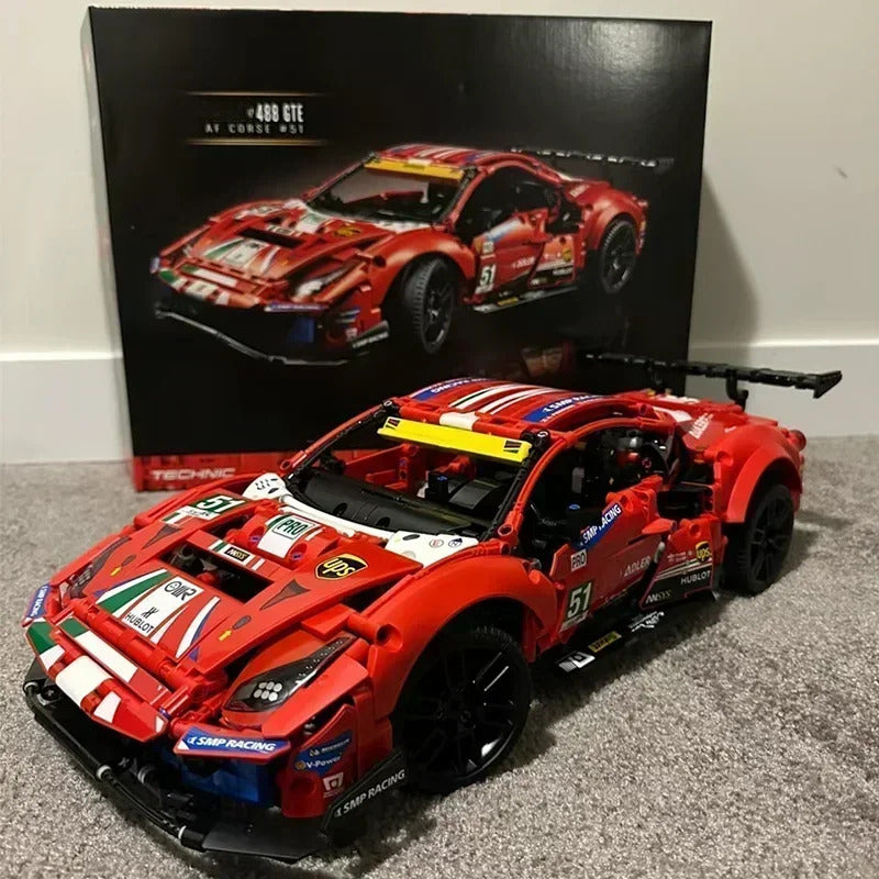 TECHNICAL 488 GTE Ultimate MOC Race Car Building Set 1684PCS Advanced Engineering Model STEM DIY Vehicle Bricks 42125