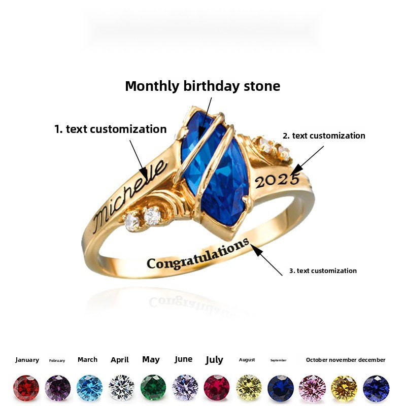 Memorial Ring Silver Copper Gold College Graduation Commemorative Women's Ring