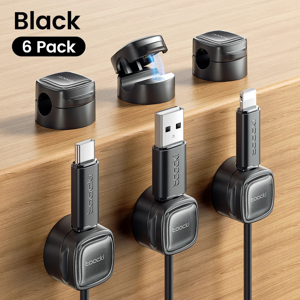 Toocki LX06 Magnetic Cable Clips Under Desk Cable Organizer Management Phone Cable Line Cleaning Magnetic WireKeeper Cord Holder