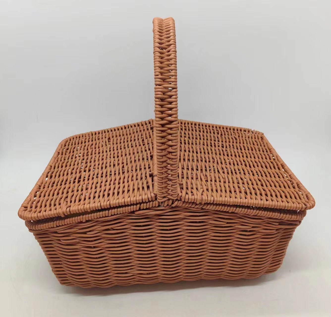 Imitation Rattan Fruit Basket Large Household Storage Basket Picnic Basket Handwoven Egg Basket Grocery Basket