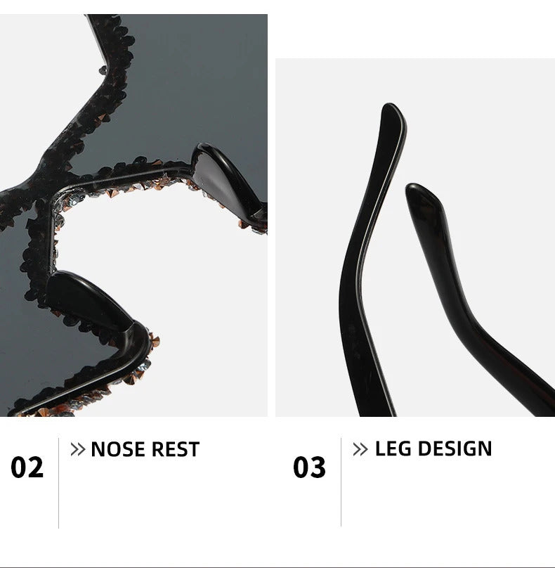 Luxury Diamond Star Shape Sunglasses Women Trends Rhinestone Shiny Sun Glasses Ladies Punk Rimless Style Eyewear gafas de sol