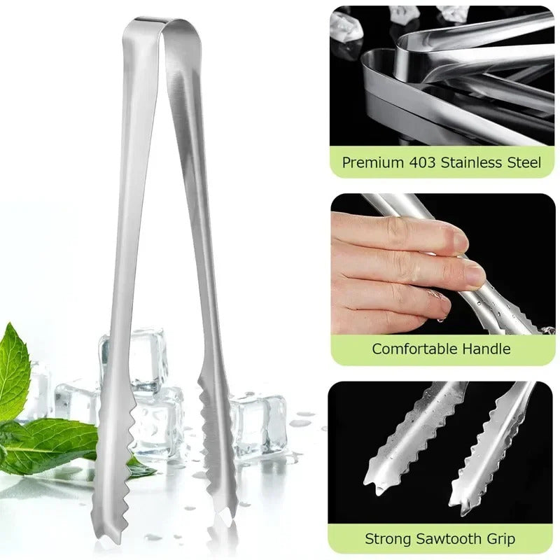 Stainless Steel Ice Tongs Bread Cake Clamps Salad Coffee Sugar Cubes Clips for Restaurant Bar Party Serving Tongs Kitchen Tools