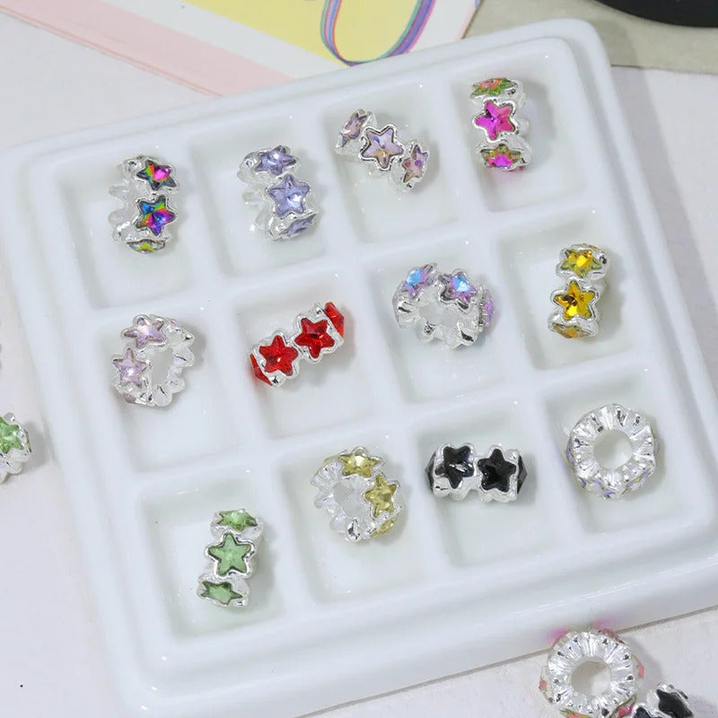 Cordial Handmade 15*15MM 50Pcs DIY Hand Made/Star Shape/Spacers Beads/Rhinestone Effect/Jewelry Findings & Components #18411