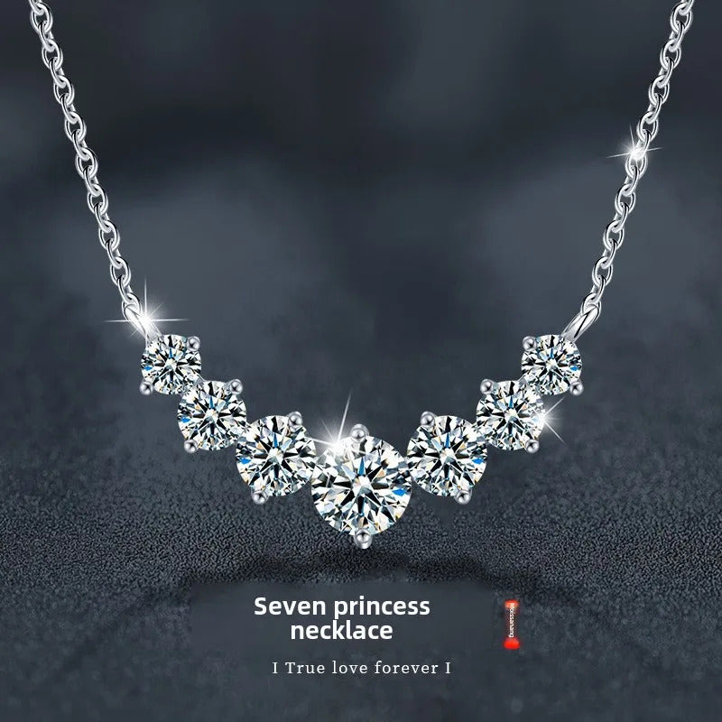 S925 Sterling Silver 2.8CT Moissanite Necklace 'Smiling Princess' Dainty Collarbone Chain Elegant Versatile Jewelry Accessory