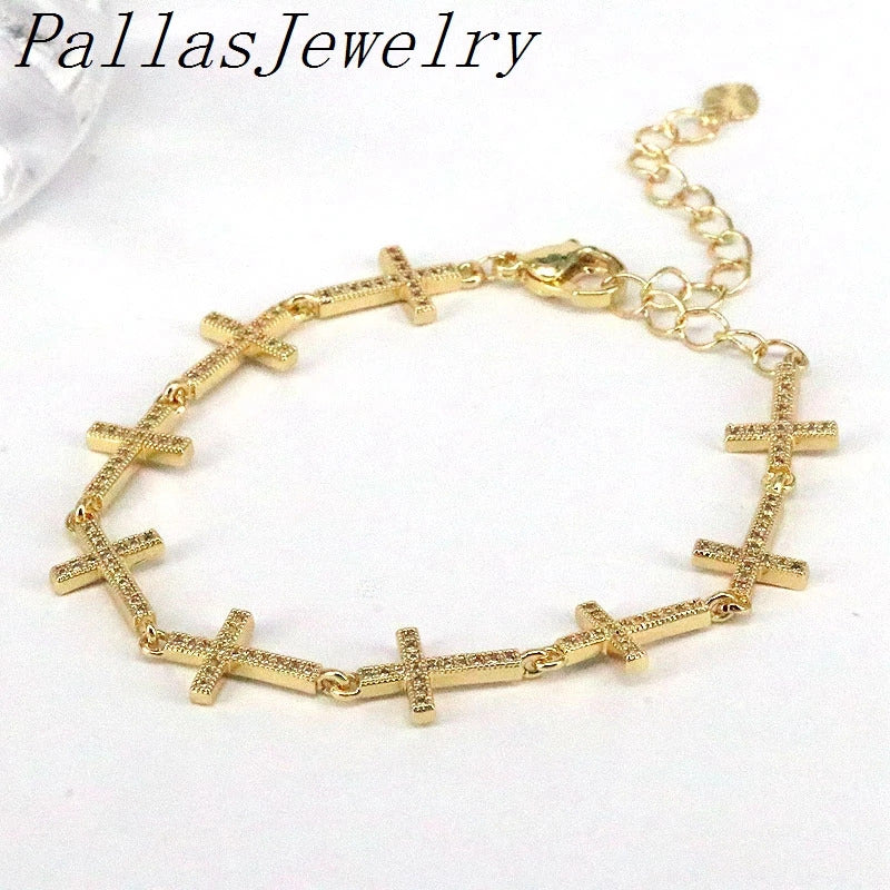 5Pcs Paved Crystal Gold Plated New Star Butterfly Airplane Plane Chain bracelet Adjustable Charm for Girls Woman Jewelry