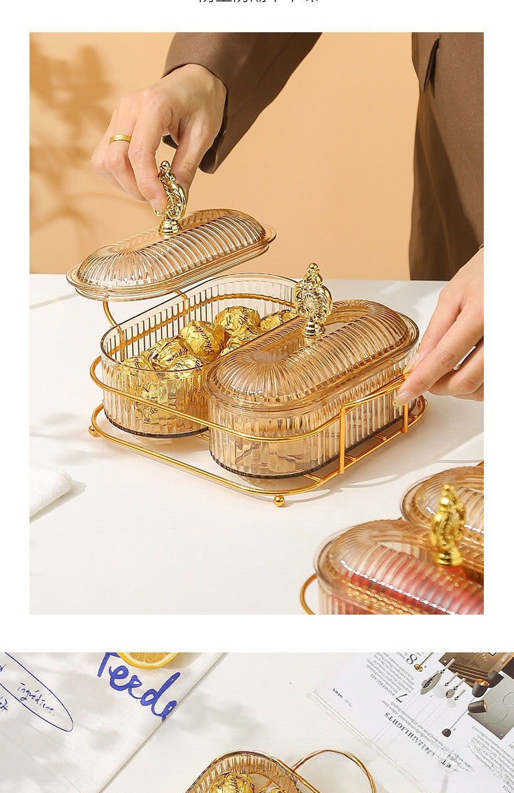 Living Room Household Coffee Table Nut Plate Oval Dish Compartment Plate Snack Plate Dessert Plate Nut Plate Candy Plate