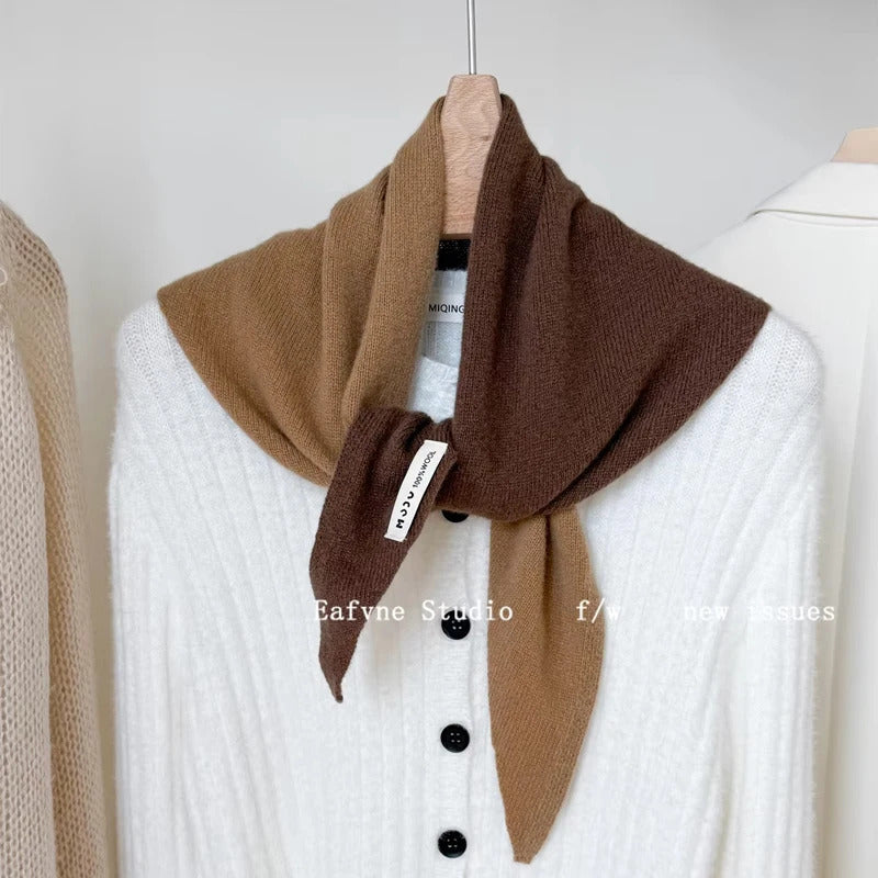 British Korean Triangle Scarf  Niche Wool  Triangular Scarf Women Headscarf Knitted Scarf Multi-functional Warm Knitted Scarf