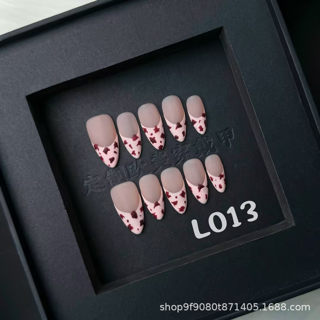 Wearable Handmade French Cat Eye Leopard Print Light Luxury Elegant Ins Wearable Nail Art Stickers Finished Hot Item