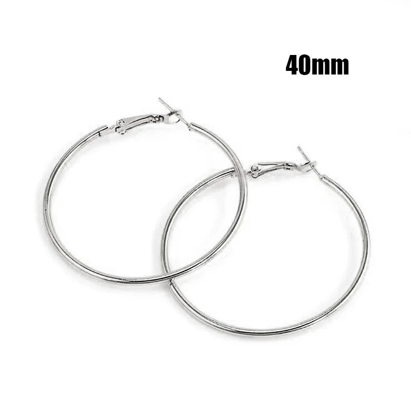Fashion Large Hoop Earrings 40mm 60mm 80mm Big Smooth Circle Earrings Round Brincos Loop Earrings for Women Jewelry Party Gifts