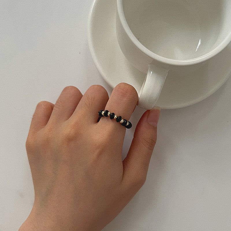 Color Crystal Beaded Ring Niche Design High-grade Finger Ring Light Luxury Elegant All-match Ring Accessories