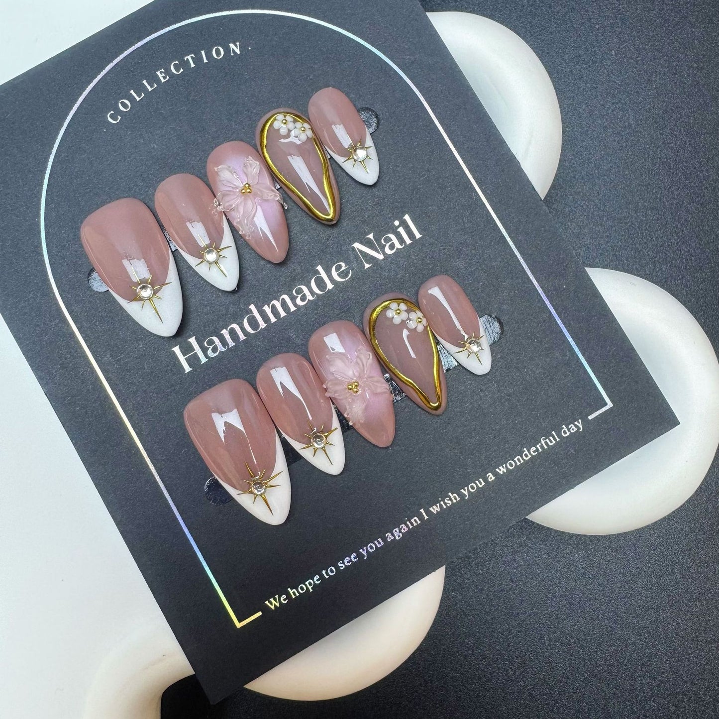 Wearable Nail Tips Nail Stickers Cross-Border European and American Short Style Metallic Cat Eye High-End Autumn Winter