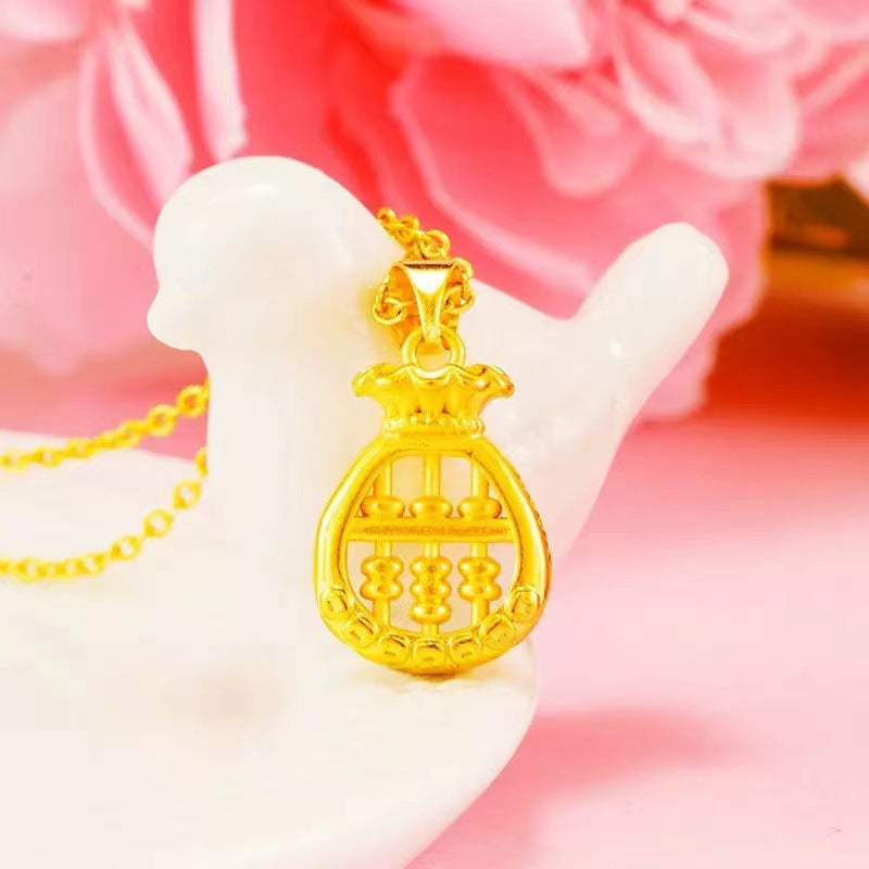 Vietnam Sand Gold Dream Catcher Filigree Peace Buckle Necklace Pendant Fortune Bead Necklace Light Luxury Niche Jewelry