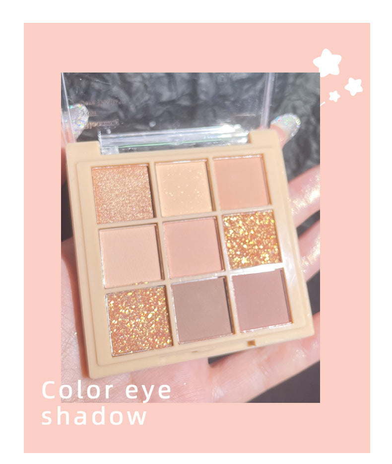 Helen Beauty Nine-Color Eye Shadow Plate Matte Shimmer Sequins Thin and Glittering Smoked Eye Shadow Plate Cross-Border Makeup Wholesale Delivery