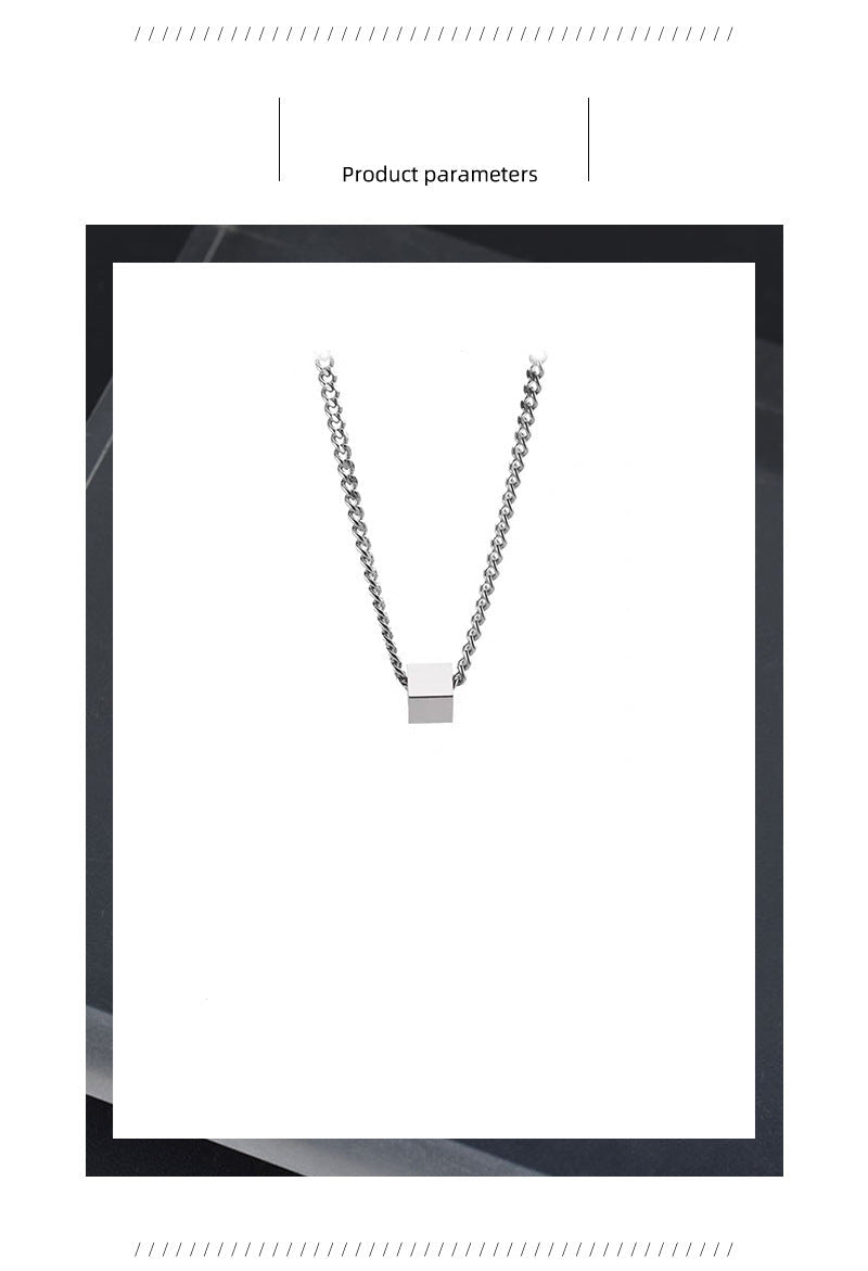 Geometric Block Wang Yibo Necklace for Men Trendy Hip-Hop Style Simple Versatile Sweatshirt Collarbone Chain Niche Design Sense Men