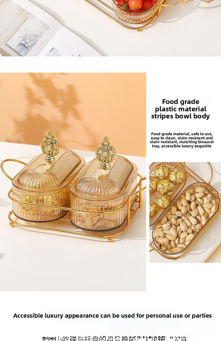 Living Room Household Coffee Table Nut Plate Oval Dish Compartment Plate Snack Plate Dessert Plate Nut Plate Candy Plate