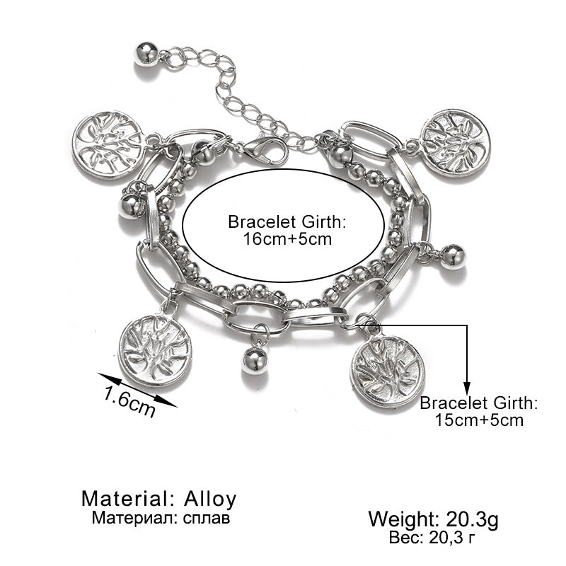 Bear Bracelet Korean Style Design Cold Style Cross Pendant Double Layer Bracelet